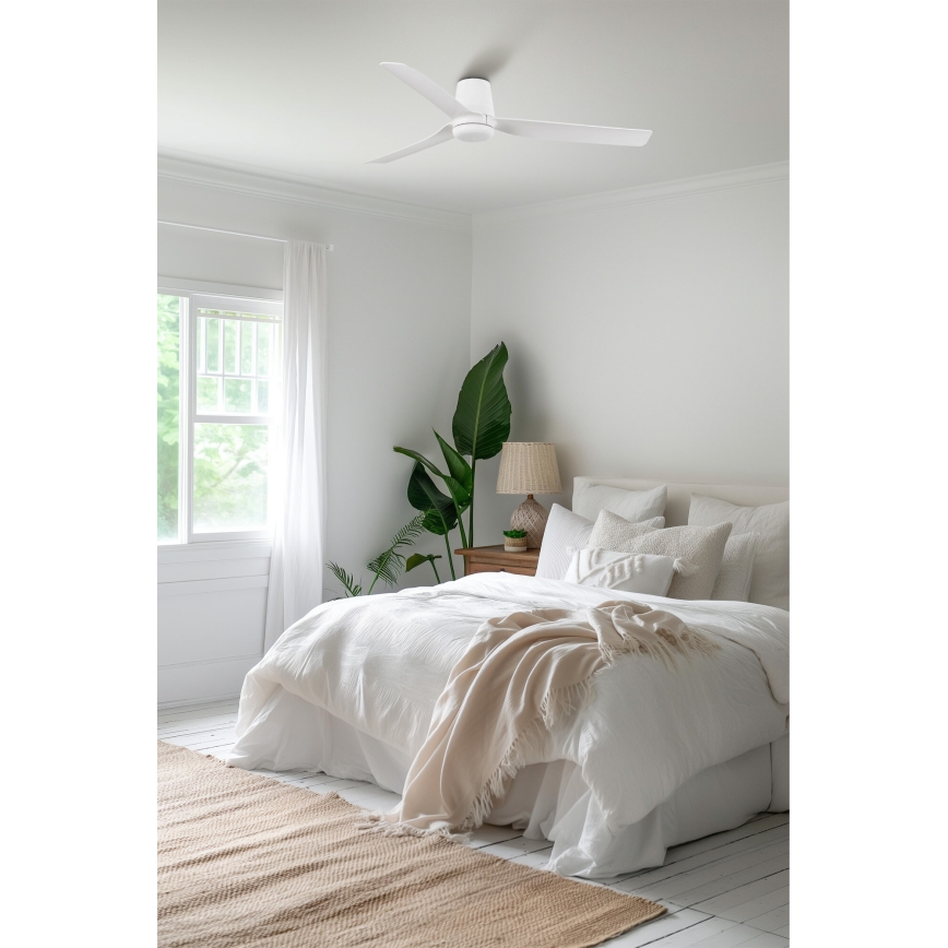 FARO 33828WT - Stropní ventilátor PUNT TUB M bílá pr. 132 cm Wi-Fi Tuya + dálkové ovládání