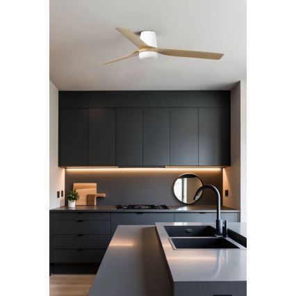 FARO 33829-1TW - LED Stmívatelný stropní ventilátor PUNT TUB M LED/18W/230V 2700/3000/4000K pr. 130 cm bílá/hnědá+ dálkové ovládání