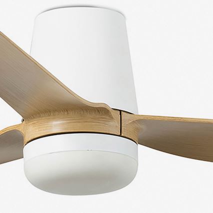 FARO 33829-1TW - LED Stmívatelný stropní ventilátor PUNT TUB M LED/18W/230V 2700/3000/4000K pr. 130 cm bílá/hnědá+ dálkové ovládání