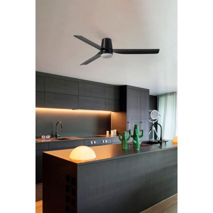 FARO 33829-1TW - LED Stmívatelný stropní ventilátor PUNT TUB M LED/18W/230V 2700/3000/4000K pr. 130 cm bílá/hnědá+ dálkové ovládání