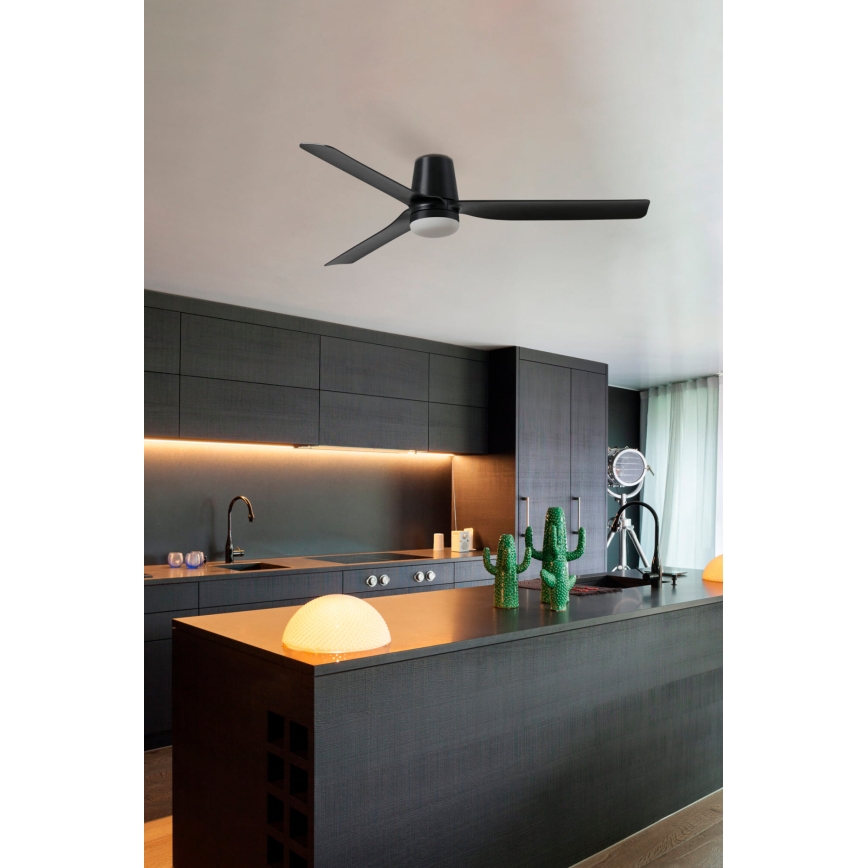 FARO 33829-1TW - LED Stmívatelný stropní ventilátor PUNT TUB M LED/18W/230V 2700/3000/4000K pr. 130 cm bílá/hnědá+ dálkové ovládání