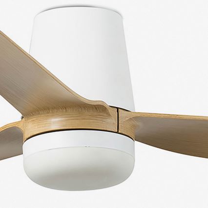 FARO 33829WT-1TW - LED Stmívatelný stropní ventilátor PUNT TUB M LED/18W/230V 3000/4200/6500K hnědá/bílá pr. 132 cm Wi-Fi Tuya + dálkové ovládání