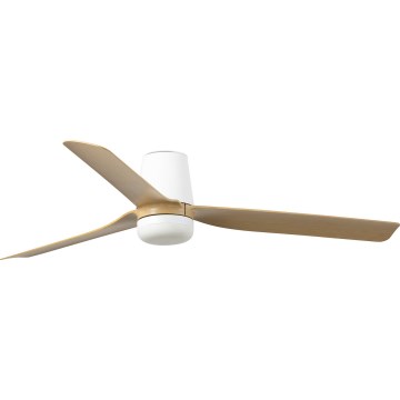 FARO 33829WT-1TW - LED Stmívatelný stropní ventilátor PUNT TUB M LED/18W/230V 3000/4200/6500K hnědá/bílá pr. 132 cm Wi-Fi Tuya + dálkové ovládání