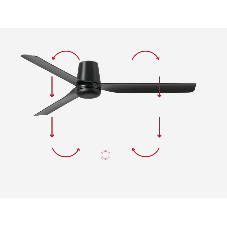 FARO 33830 - Stropní ventilátor PUNT TUB M černá pr. 130 cm + dálkové ovládání
