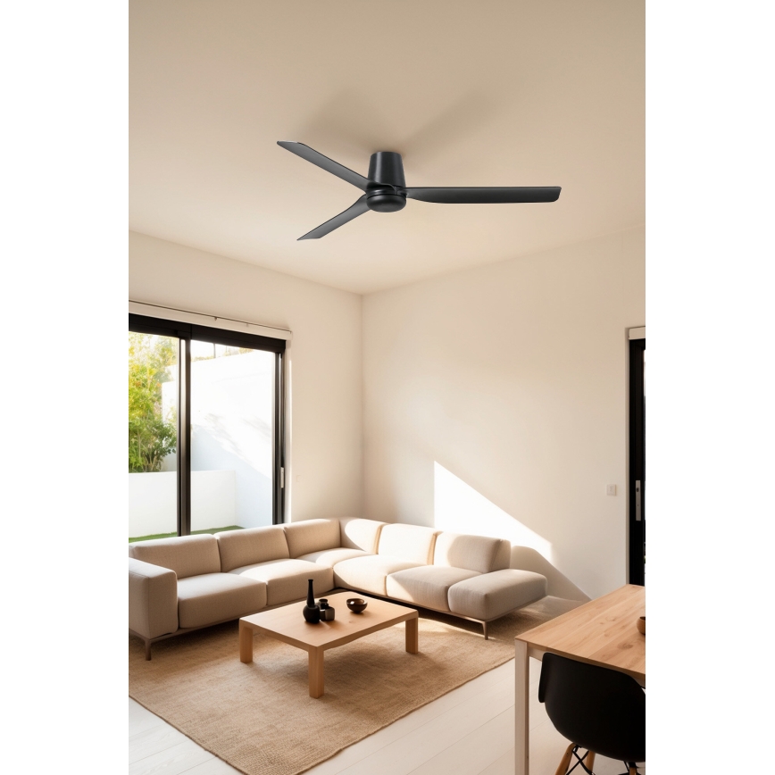 FARO 33830WT - Stropní ventilátor PUNT TUB M černá pr. 132 cm Wi-Fi Tuya + dálkové ovládání