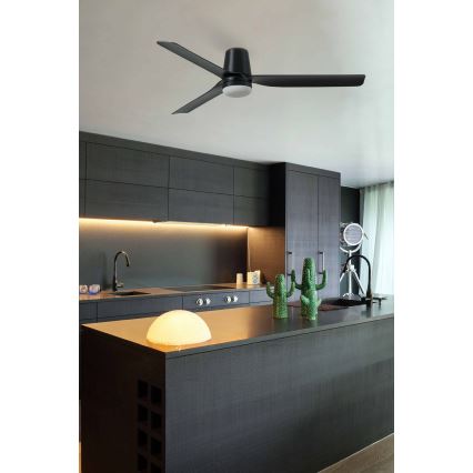FARO 33830WT1S - LED Stmívatelný stropní ventilátor PUNT TUB M LED/18W/230V 2700/3000/4000K pr. 132 cm černá Wi-Fi Tuya + dálkové ovládání