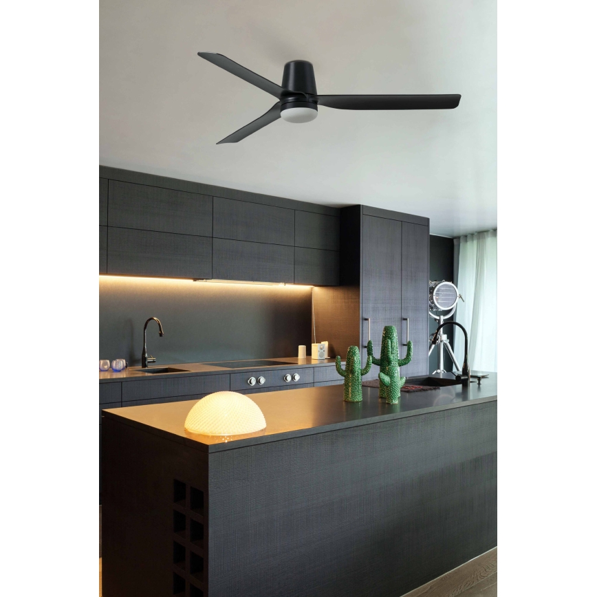 FARO 33830WT1S - LED Stmívatelný stropní ventilátor PUNT TUB M LED/18W/230V 2700/3000/4000K pr. 132 cm černá Wi-Fi Tuya + dálkové ovládání
