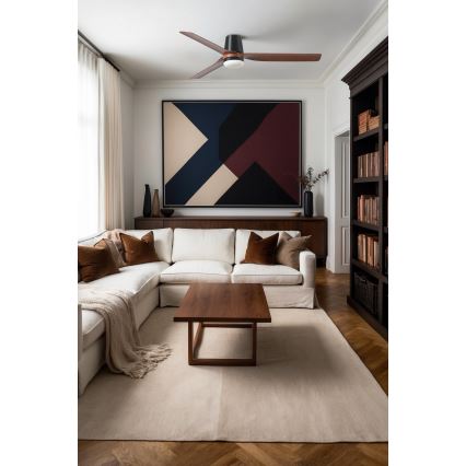 FARO 33831-1TW - LED Stmívatelný stropní ventilátor PUNT TUB M LED/18W/230V 2700/3000/4000K pr. 130 cm hnědá/černá + dálkové ovládání