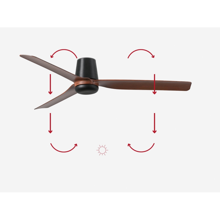 FARO 33831 - Stropní ventilátor PUNT TUB M hnědá/černá pr. 130 cm + dálkové ovládání