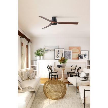 FARO 33831WT - Stropní ventilátor PUNT TUB M hnědá/černá pr. 132 cm Wi-Fi Tuya + dálkové ovládání