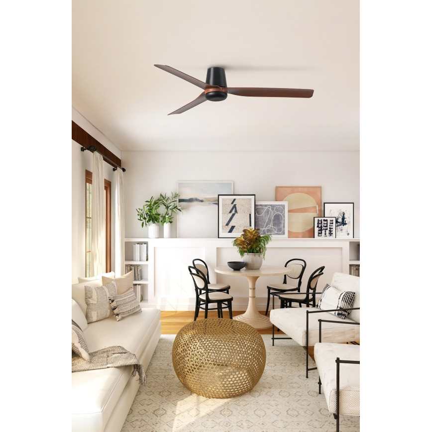 FARO 33831WT - Stropní ventilátor PUNT TUB M hnědá/černá pr. 132 cm Wi-Fi Tuya + dálkové ovládání