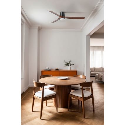 FARO 33831WT1S - LED Stmívatelný stropní ventilátor PUNT TUB M LED/18W/230V 2700/3000/4000K pr.132 cm hnědá/černá Wi-Fi Tuya + dálkové ovládání