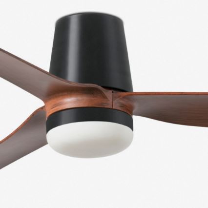 FARO 33831WT1S - LED Stmívatelný stropní ventilátor PUNT TUB M LED/18W/230V 2700/3000/4000K pr.132 cm hnědá/černá Wi-Fi Tuya + dálkové ovládání