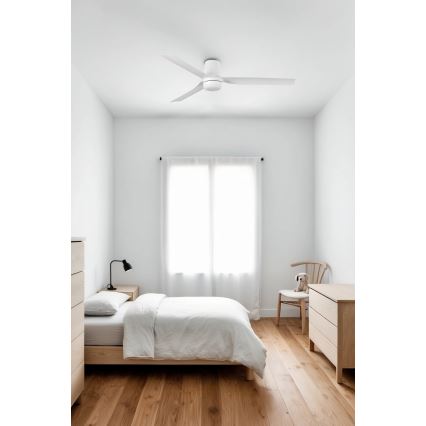 FARO 33832WT-1TW - LED Stmívatelný stropní ventilátor MINI PUNT TUB S LED/10W/230V 2700/4000/6000K bílá pr. 90 cm Wi-Fi Tuya + dálkové ovládání