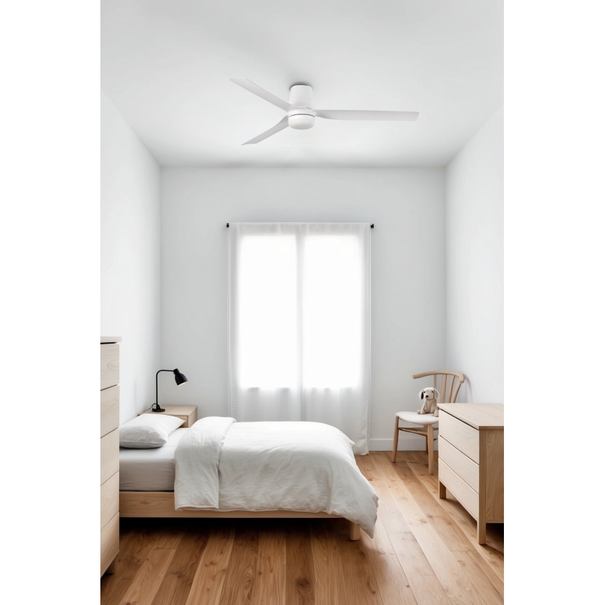 FARO 33832WT-1TW - LED Stmívatelný stropní ventilátor MINI PUNT TUB S LED/10W/230V 2700/4000/6000K bílá pr. 90 cm Wi-Fi Tuya + dálkové ovládání