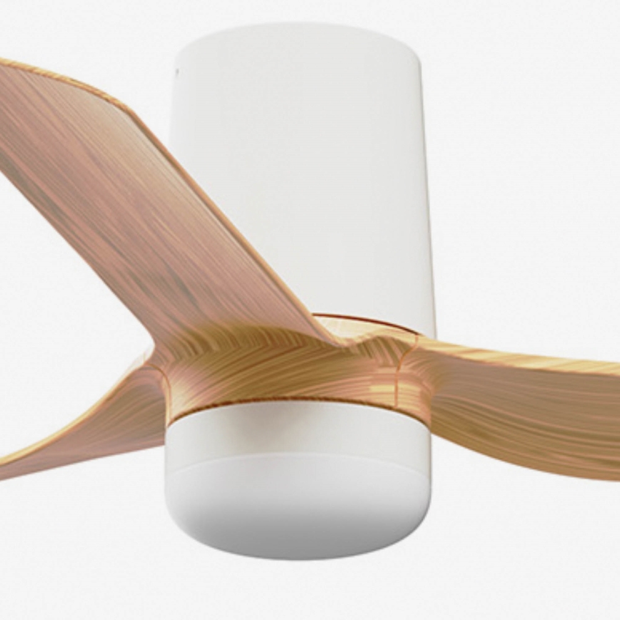 FARO 33833WT-1TW - LED Stmívatelný stropní ventilátor MINI PUNT TUB S LED/10W/230V 2700/4000/6000K hnědá/bílá pr. 90 cm Wi-Fi Tuya + dálkové ovládání