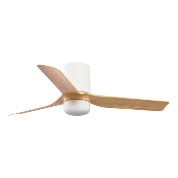 FARO 33833WT-1TW - LED Stmívatelný stropní ventilátor MINI PUNT TUB S LED/10W/230V 2700/4000/6000K hnědá/bílá pr. 90 cm Wi-Fi Tuya + dálkové ovládání