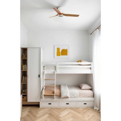 FARO 33833WT - Stropní ventilátor MINI PUNT TUB S hnědá/bílá pr. 90 cm Wi-Fi Tuya + dálkové ovládání