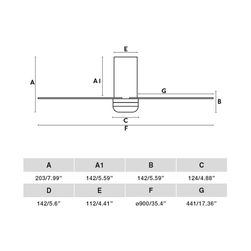 FARO 33834-Stropní ventilátor MINI PUNT TUB S černá pr. 90 cm + dálkové ovládání