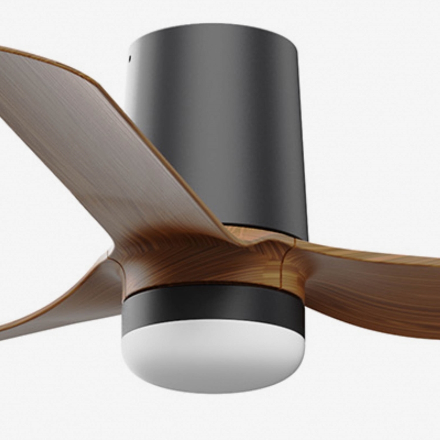 FARO 33835WT-1TW - LED Stmívatelný stropní ventilátor MINI PUNT TUB S LED/10W/230V 2700/4000/6000K hnědá/černá pr. 90 cm Wi-Fi Tuya + dálkové ovládání