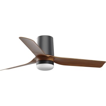 FARO 33835WT-1TW - LED Stmívatelný stropní ventilátor MINI PUNT TUB S LED/10W/230V 2700/4000/6000K hnědá/černá pr. 90 cm Wi-Fi Tuya + dálkové ovládání