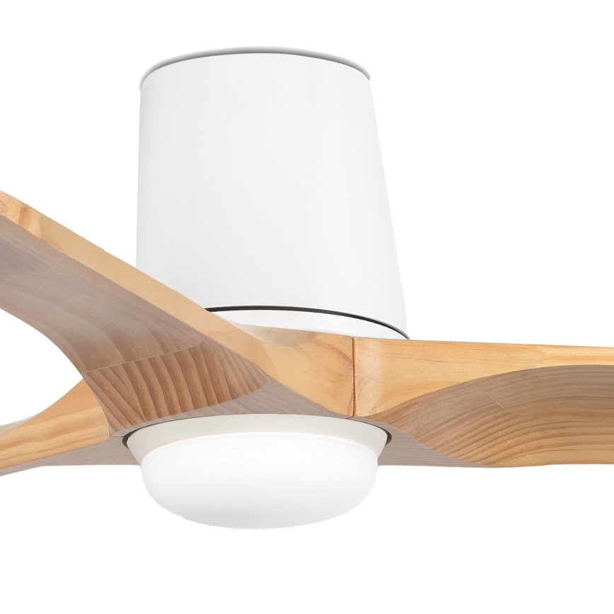 FARO 33836-1TW - LED Stmívatelný stropní ventilátor HEYWOOD TUB S LED/10W/230V 2700/4000/6000K borovice/bílá pr. 90 cm + dálkové ovládání