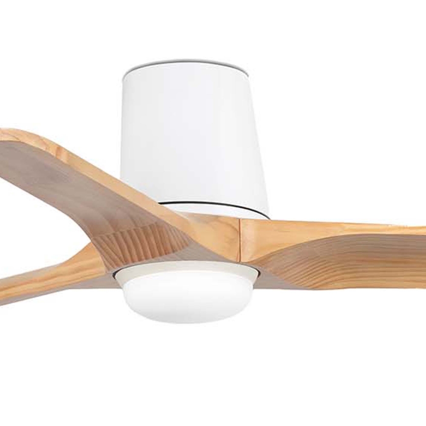 FARO 33836WT-1TW - LED Stmívatelný stropní ventilátor HEYWOOD TUB S LED/10W/230V 2700/4000/6000K borovice/bílá pr. 90 cm Wi-Fi Tuya + dálkové ovládání