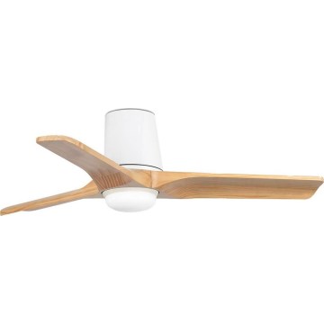 FARO 33836WT-1TW - LED Stmívatelný stropní ventilátor HEYWOOD TUB S LED/10W/230V 2700/3000/4000K borovice/bílá pr. 90 cm Wi-Fi Tuya + dálkové ovládání
