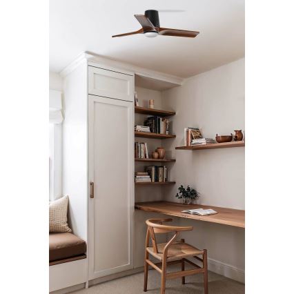 FARO 33837WT-1TW - LED Stmívatelný stropní ventilátor HEYWOOD TUB S LED/10W/230V 2700/4000/6000K borovice/bílá pr. 90 cm Wi-Fi Tuya + dálkové ovládání