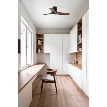 FARO 33837WT - Stropní ventilátor HEYWOOD TUB S borovice/černá pr. 90 cm Wi-Fi Tuya + dálkové ovládání