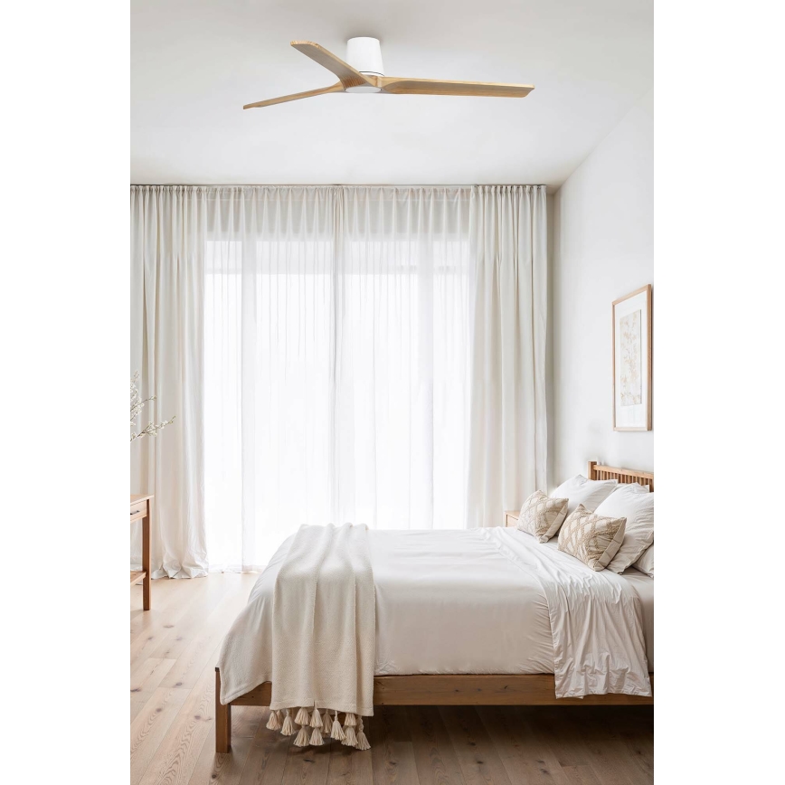 FARO 33838 - Stropní ventilátor HEYWOOD TUB L borovice/bílá pr. 132 cm + dálkové ovládání