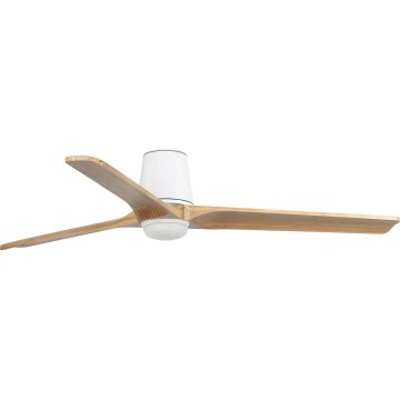 FARO 33838WT-1TW - LED Stmívatelný stropní ventilátor HEYWOOD TUB L LED/10W/230V 2700/4000/6000K borovice/bílá pr. 132 cm Wi-Fi Tuya + dálkové ovládání