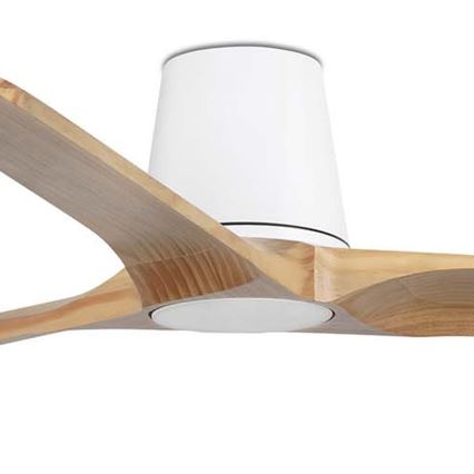FARO 33838WT - Stropní ventilátor HEYWOOD TUB L borovice/bílá pr. 132 cm Wi-Fi Tuya + dálkové ovládání