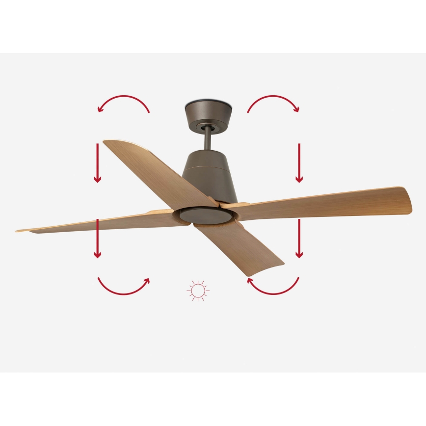 FARO 34106 - Stropní ventilátor TYPHOON M hnědá pr. 130 cm IP44 + dálkové ovládání