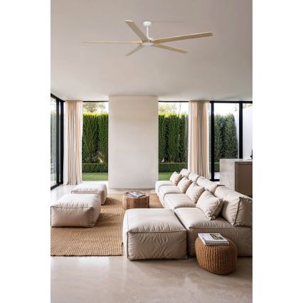 FARO 34191WT - Stropní ventilátor BIGWOOD XL borovice/bílá pr. 200 cm Wi-Fi Tuya + dálkové ovládání