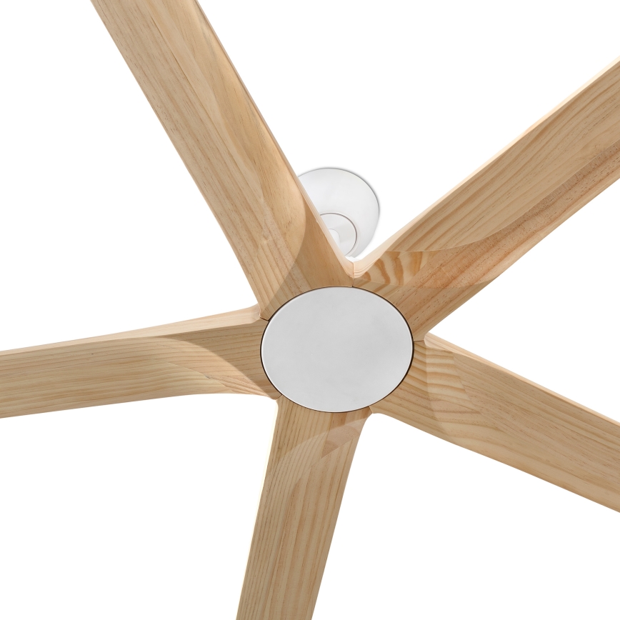 FARO 34191WT - Stropní ventilátor BIGWOOD XL borovice/bílá pr. 200 cm Wi-Fi Tuya + dálkové ovládání