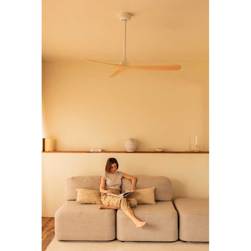 FARO 34195 - Stropní ventilátor ROCKER M pr. 132 cm béžová/bílá + dálkové ovládání