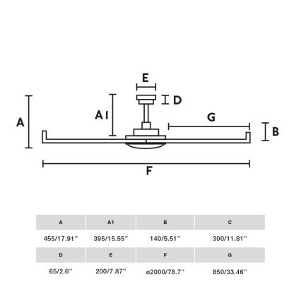 FARO 34203-130 - LED Stropní ventilátor ROTTERDAM XL LED/32W/230V černá pr. 200 cm + dálkové ovládání