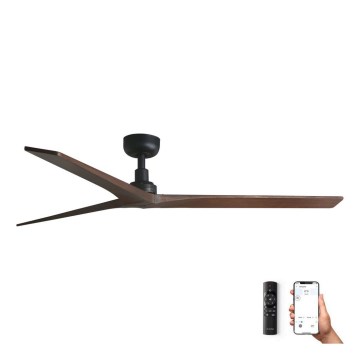 FARO 34276WP - Stropní ventilátor KLIM L dřevo/černá pr. 150 cm SMART + dálkové ovládání
