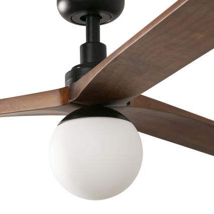 FARO 34276WT-11L - Stropní ventilátor KLIM L 1xE27/15W/230V ořech/černá pr. 150 cm Wi-Fi Tuya + dálkové ovládání