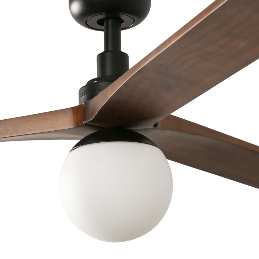 FARO 34276WT-11L - Stropní ventilátor KLIM L 1xE27/15W/230V ořech/černá pr. 150 cm Wi-Fi Tuya + dálkové ovládání
