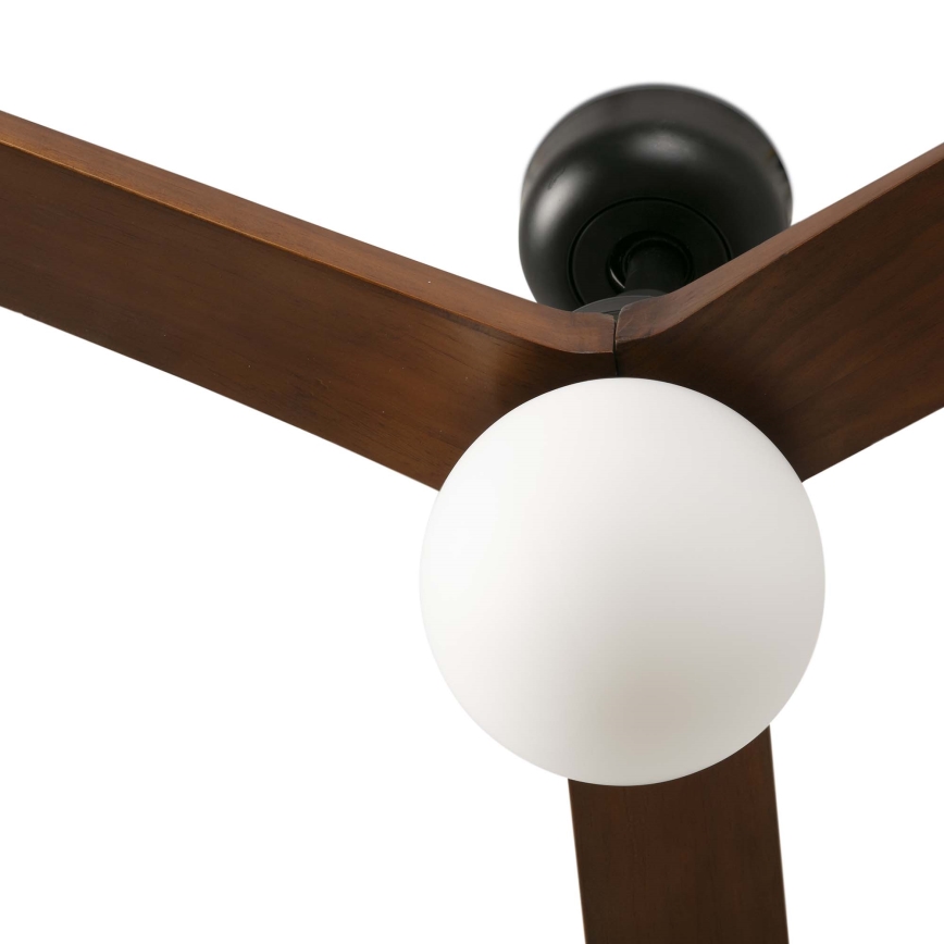 FARO 34276WT-11L - Stropní ventilátor KLIM L 1xE27/15W/230V ořech/černá pr. 150 cm Wi-Fi Tuya + dálkové ovládání