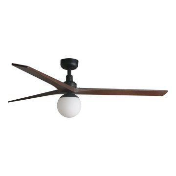 FARO 34276WT-11L - Stropní ventilátor KLIM L 1xE27/15W/230V dřevo/černá pr. 150 cm Wi-Fi Tuya + dálkové ovládání