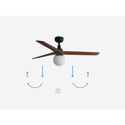 FARO 34277-11L - Stropní ventilátor KLIM M 1xE27/15W/230V ořech/černá pr. 125 cm + dálkové ovládání