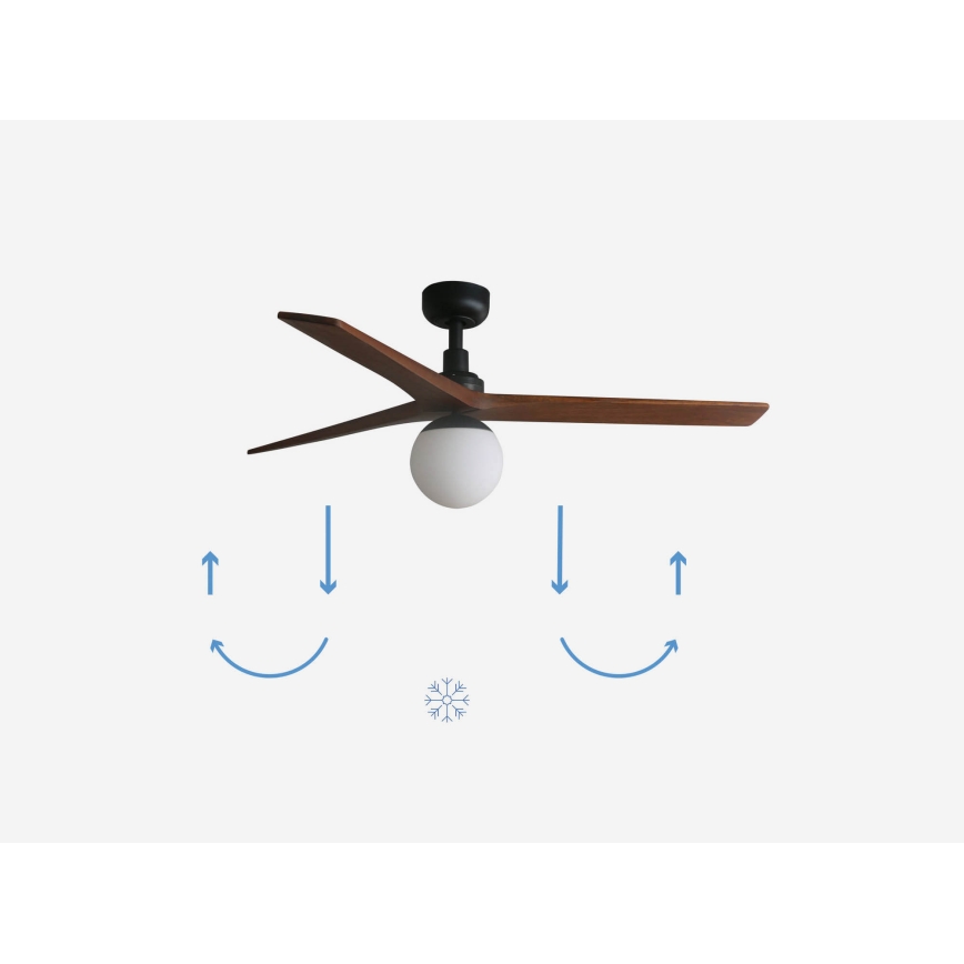 FARO 34277-11L - Stropní ventilátor KLIM M 1xE27/15W/230V ořech/černá pr. 125 cm + dálkové ovládání