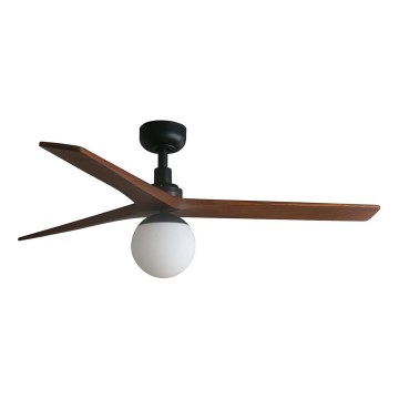 FARO 34277WT-11L - Stropní ventilátor KLIM M 1xE27/15W/230V dřevo/černá pr. 125 cm Wi-Fi Tuya + dálkové ovládání