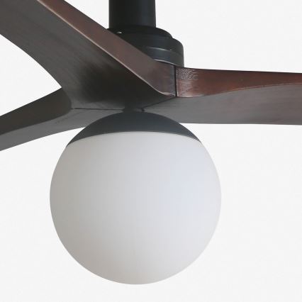 FARO 34278WT-11L - Stropní ventilátor KLIM S 1xE27/15W/230V dřevo/černá pr. 92,5 cm Wi-Fi Tuya + dálkové ovládání
