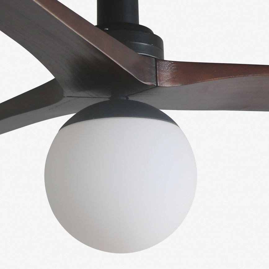 FARO 34278WT-11L - Stropní ventilátor KLIM S 1xE27/15W/230V ořech/černá pr. 92,5 cm Wi-Fi Tuya + dálkové ovládání