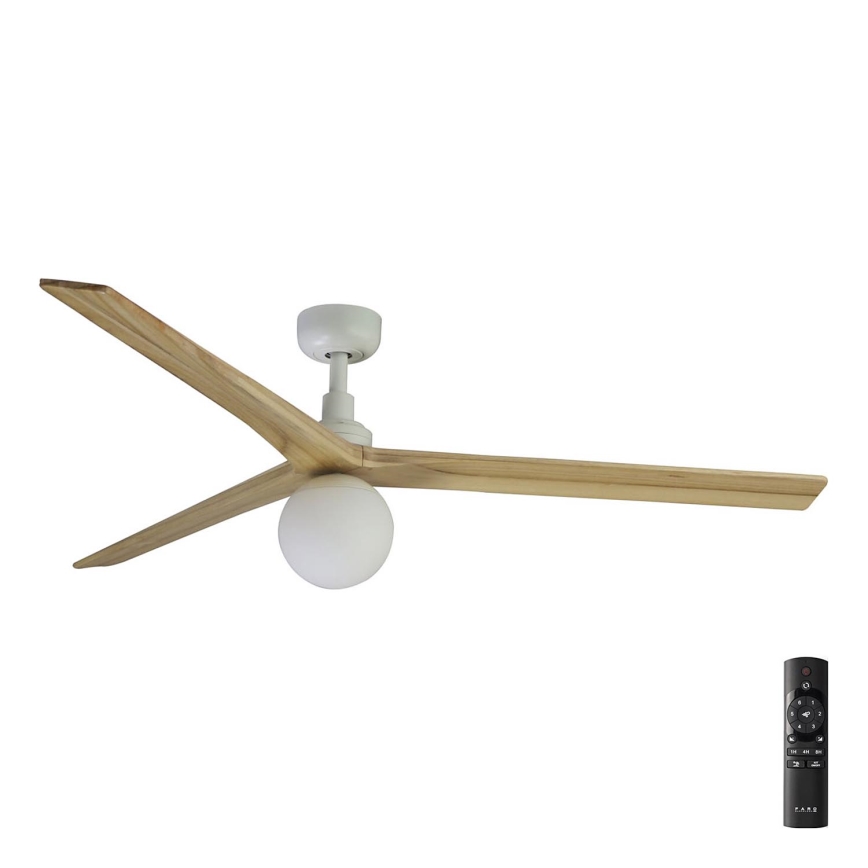 FARO 34279-11L - Stropní ventilátor KLIM L 1xE27/15W/230V dub/bílá pr. 150 cm + dálkové ovládání