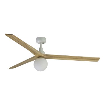 FARO 34279WT-11L - Stropní ventilátor KLIM L 1xE27/15W/230V dřevo/bílá pr. 150 cm Wi-Fi Tuya + dálkové ovládání